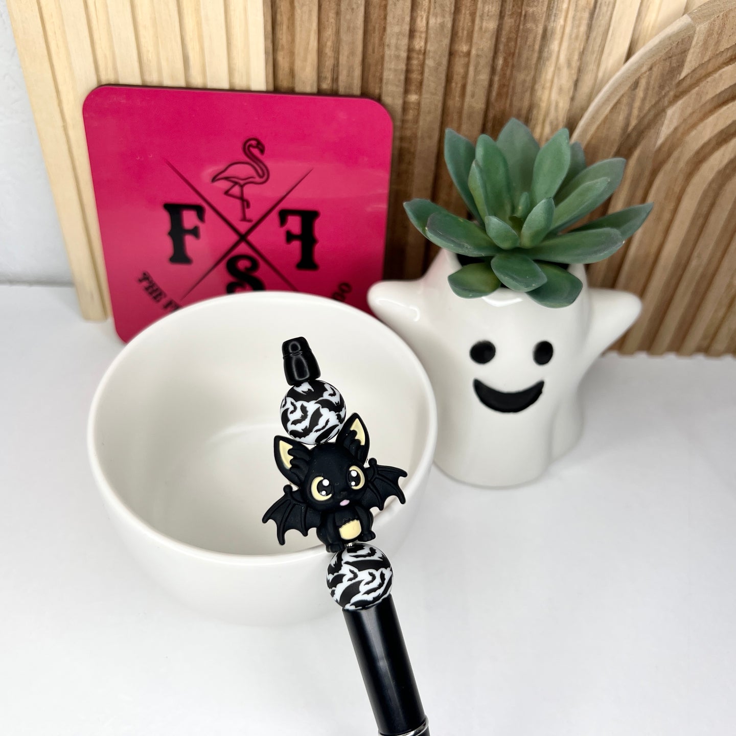 Black & White Bat Plastic Pen